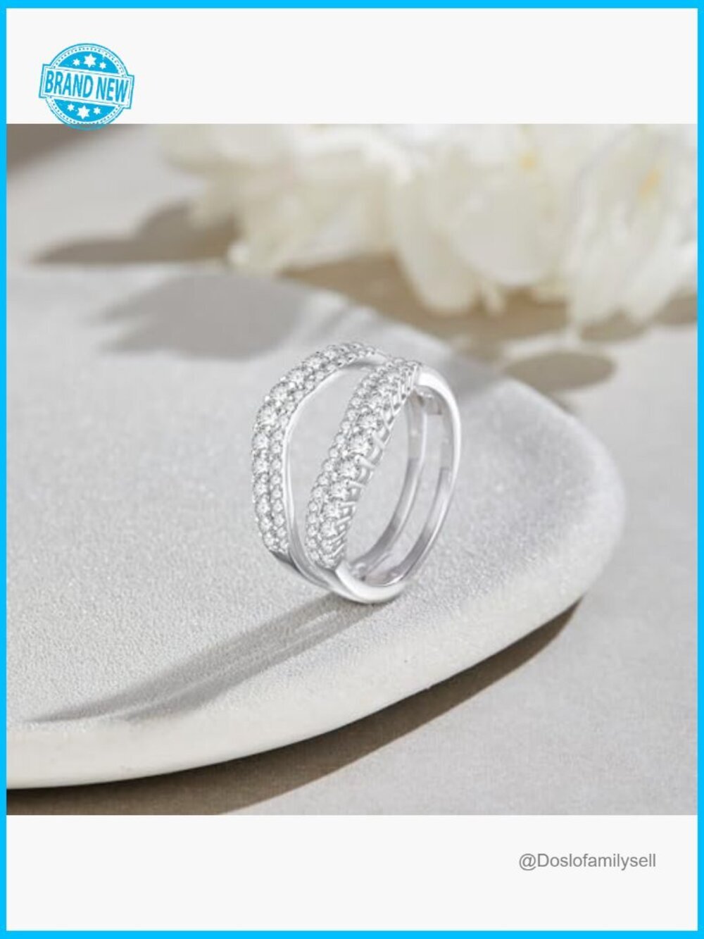 Curved Double Row Pave Ring Enhancer Stacking Fine Jewelry Elegant Wedding - Picture 3 of 7